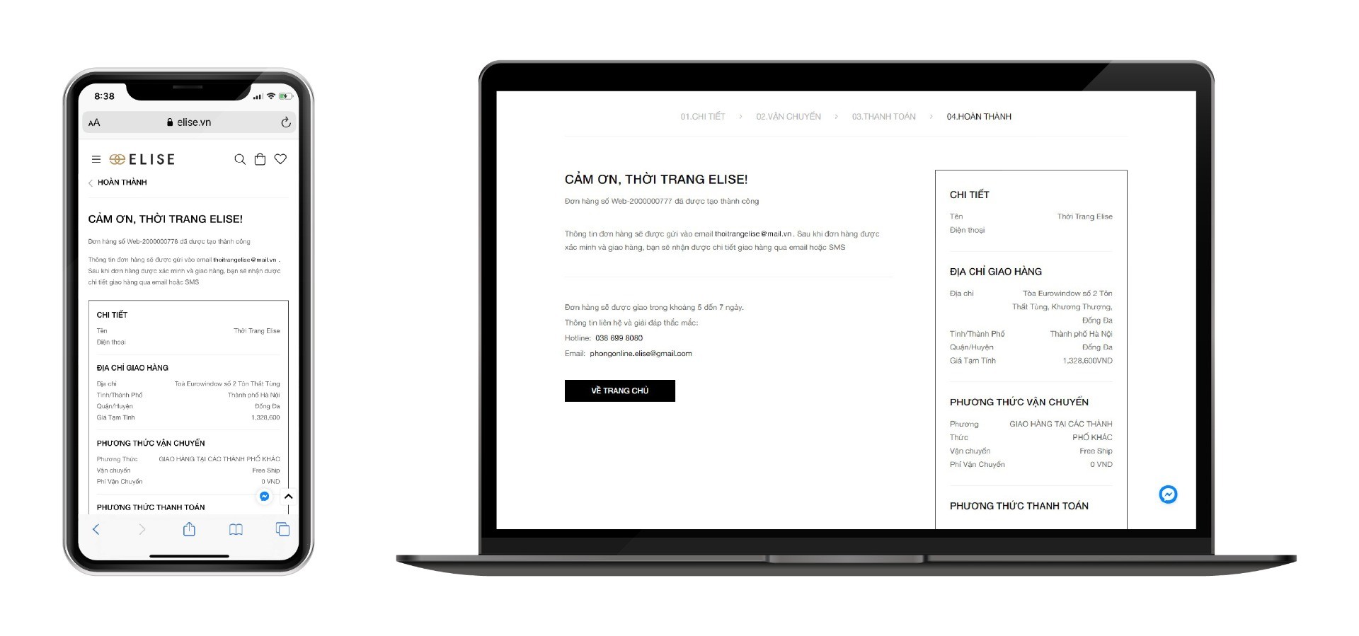 Xác nhận đơn hàng thành công qua email