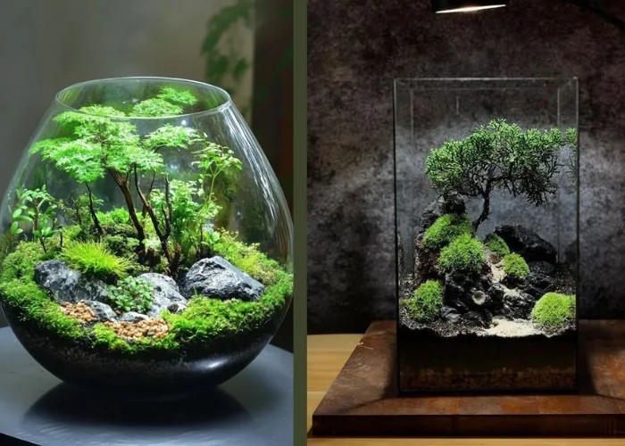 Terrarium nghệ thuật với các tiểu cảnh chi tiết