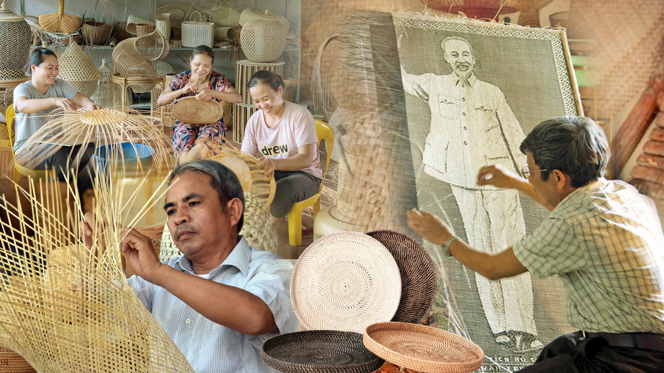 Nghệ nhân thủ công đan lát với mây tre
