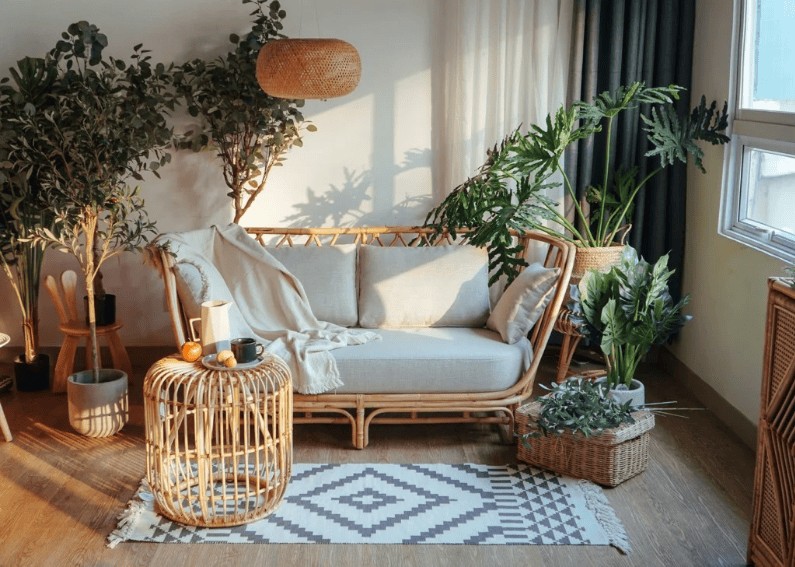 Mây được sử dụng trong nội thất