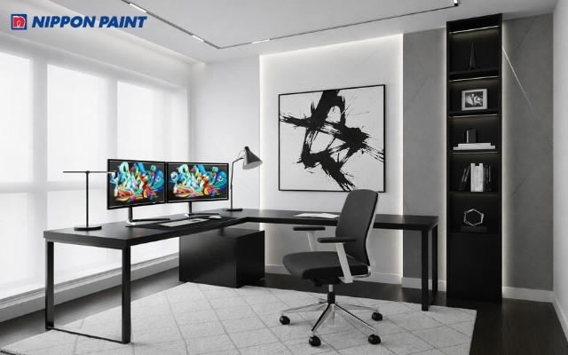 Màu sơn trắng kết hợp xám ghi hiện đại